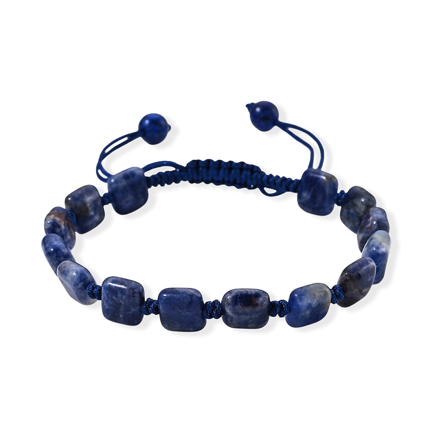 Blue Sodalite 28.00 ctw Cord Beaded Cushion Bracelet (6-9In)