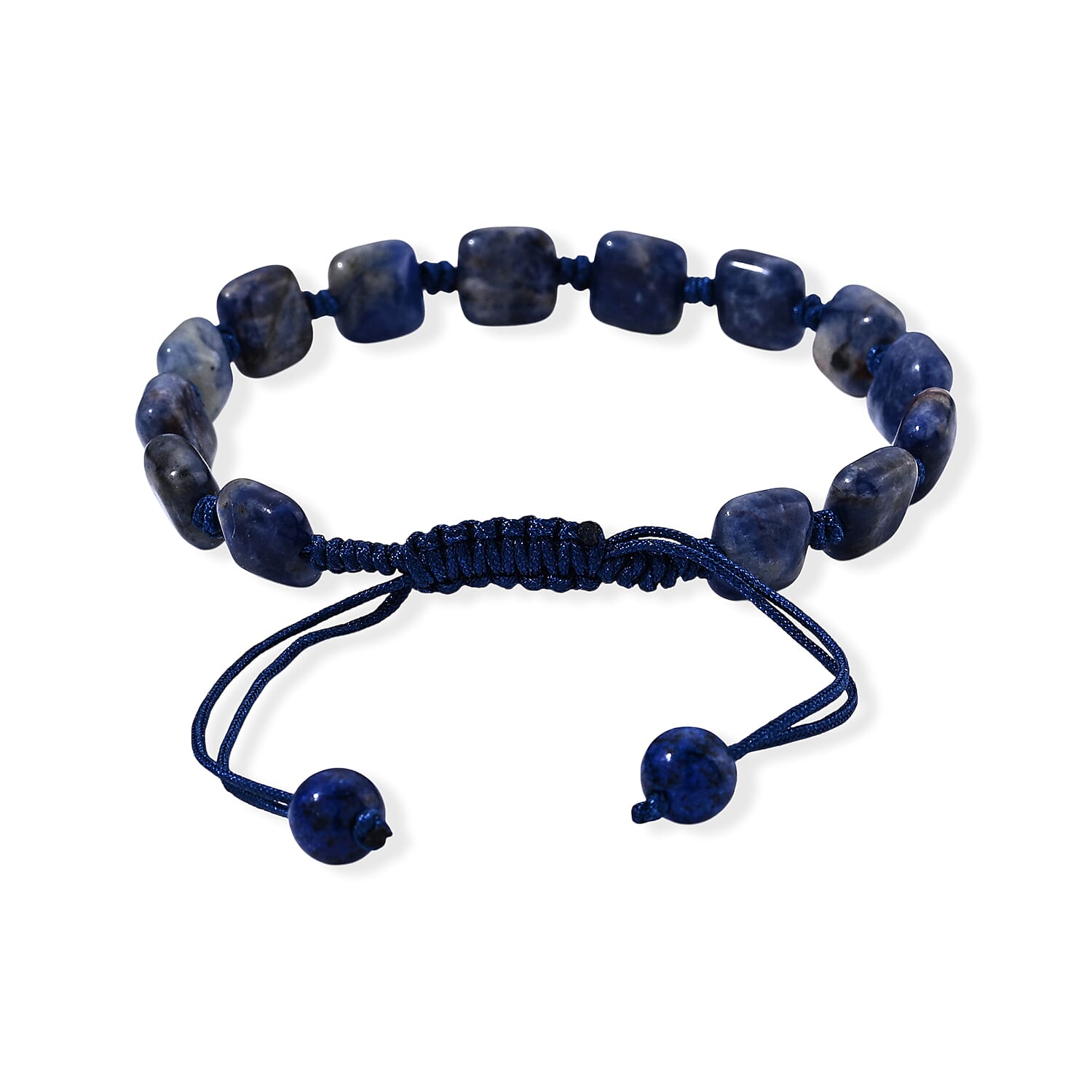 Blue Sodalite 28.00 ctw Cord Beaded Cushion Bracelet (6-9In)