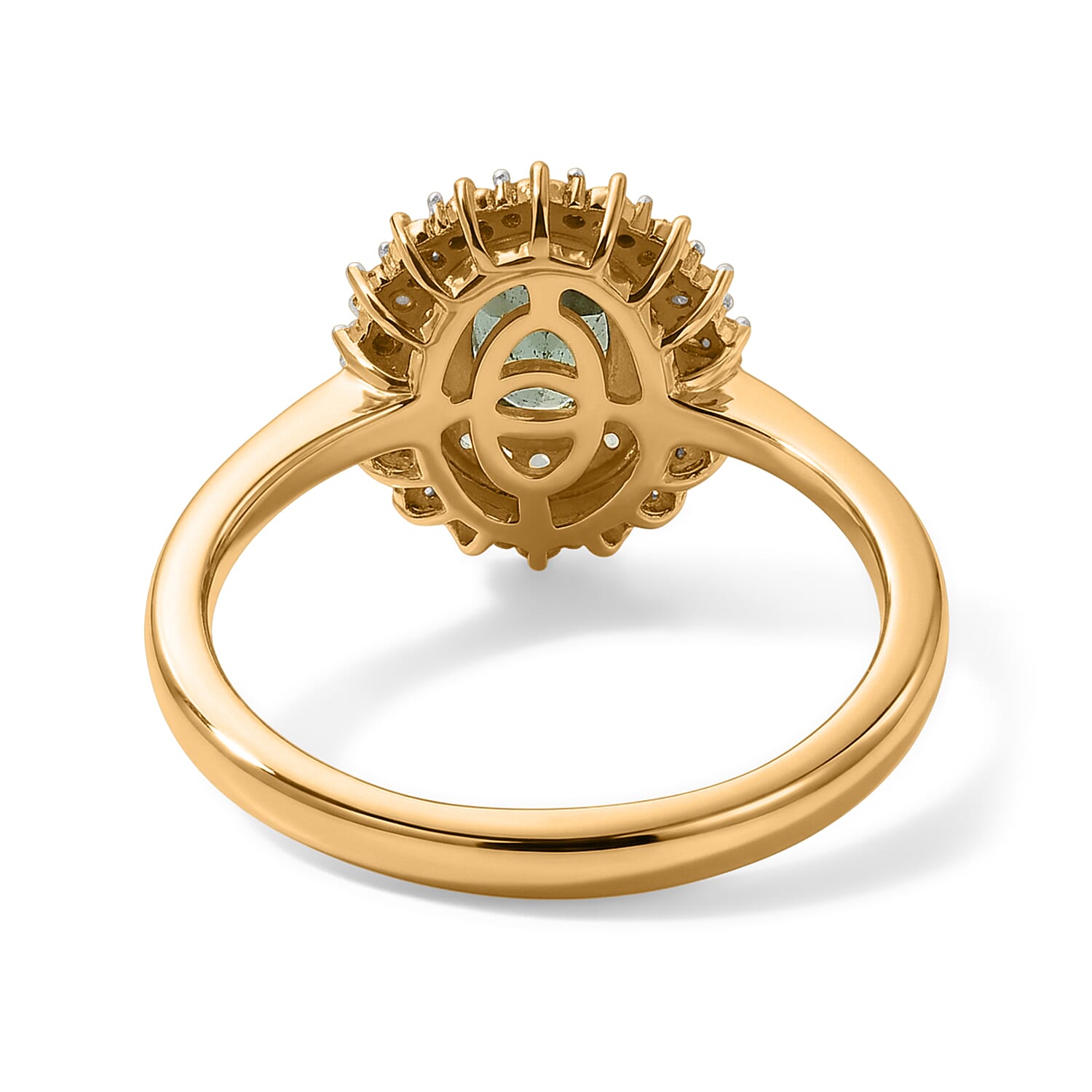 D'Joy Premium Natural Green Apatite and Yellow Sapphire and Diamond 1.10 ctw Sunbeam Elegance Ring in 18K Vermeil Yellow Gold Over Sterling Silver (Size 5.0)
