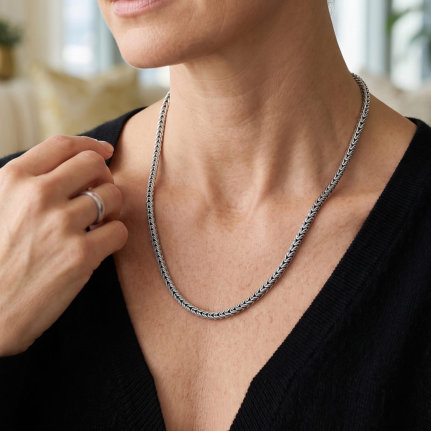 D'Joy Bali Legacy New Borobudur Chain Necklace in Sterling Silver (20 Inches) 29 Grams