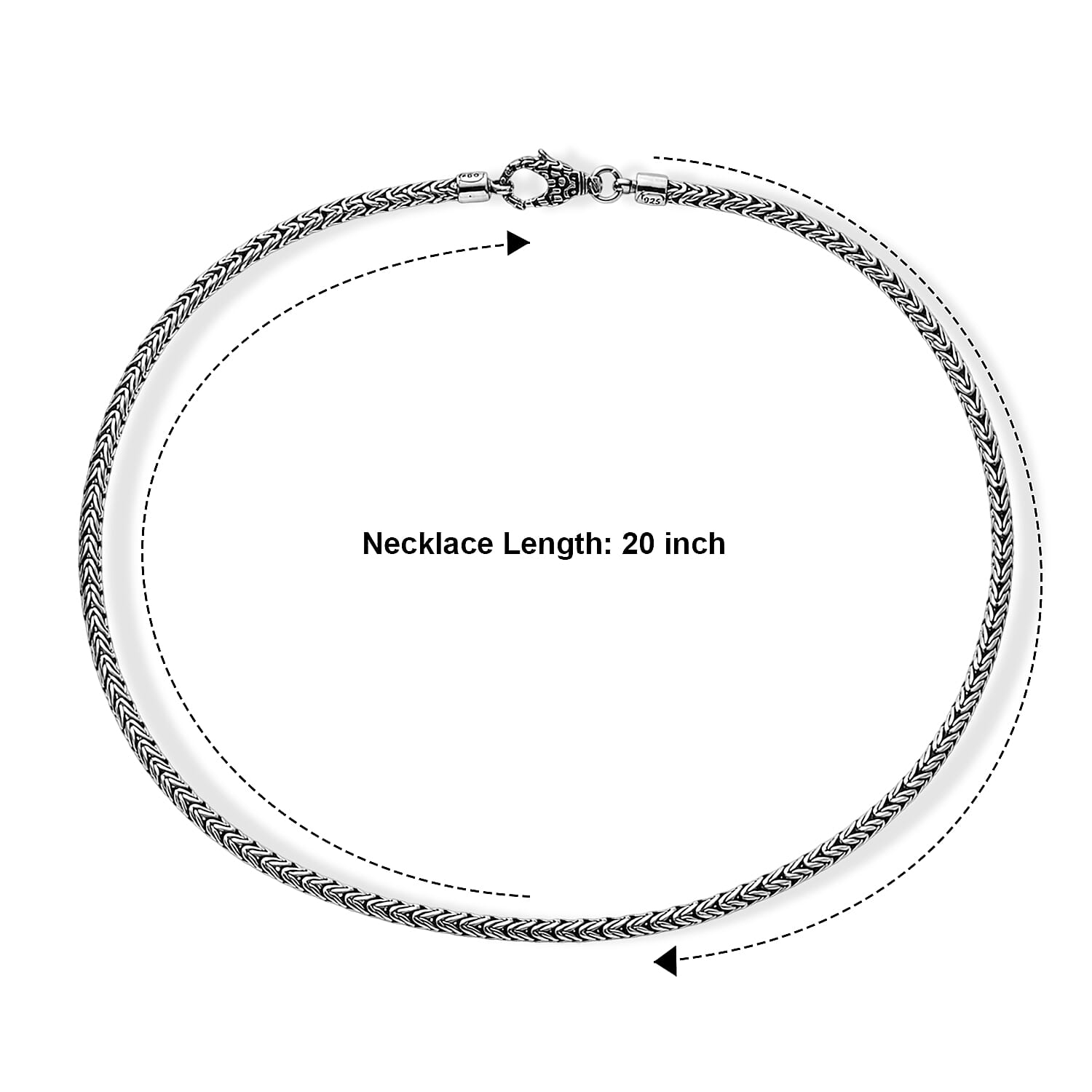 D'Joy Bali Legacy New Borobudur Chain Necklace in Sterling Silver (20 Inches) 29 Grams