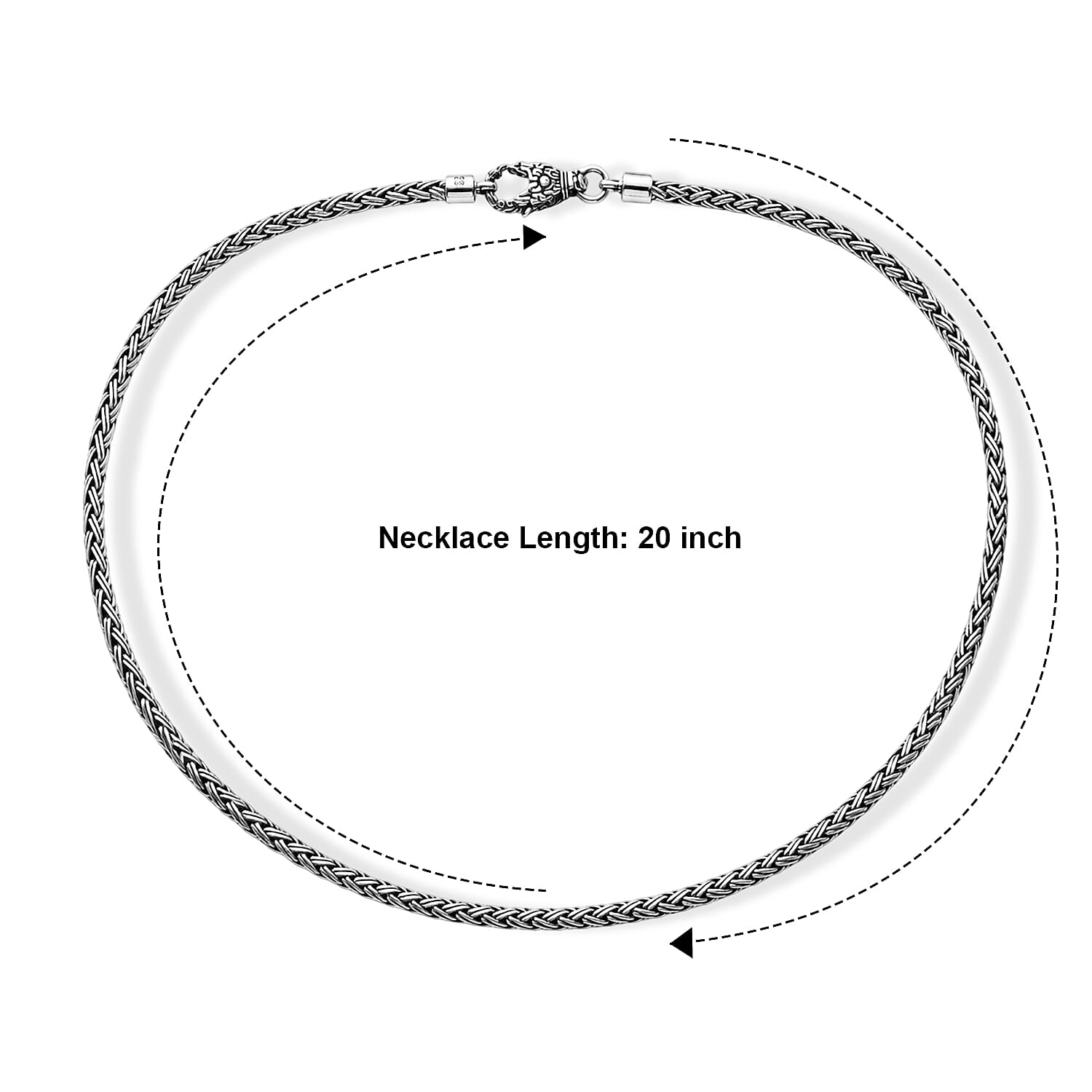 D'Joy Bali Legacy Double Padian Chain Necklace in Sterling Silver (20 Inches) 22.35 Grams