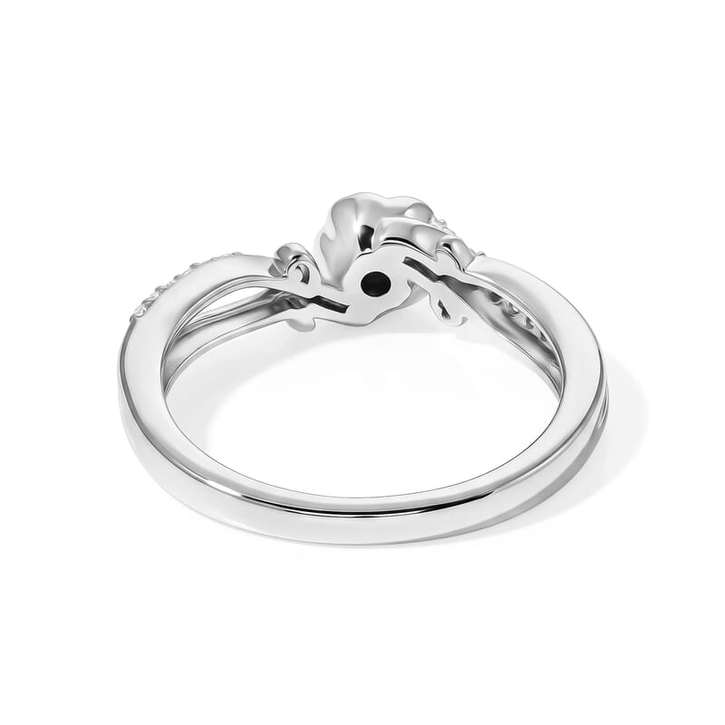 Luxuriant Lab Grown Diamond G-H SI 0.15 ctw Rose Floral Ring in 18K Vermeil RG and Rhodium Over Sterling Silver (Size 5.0)