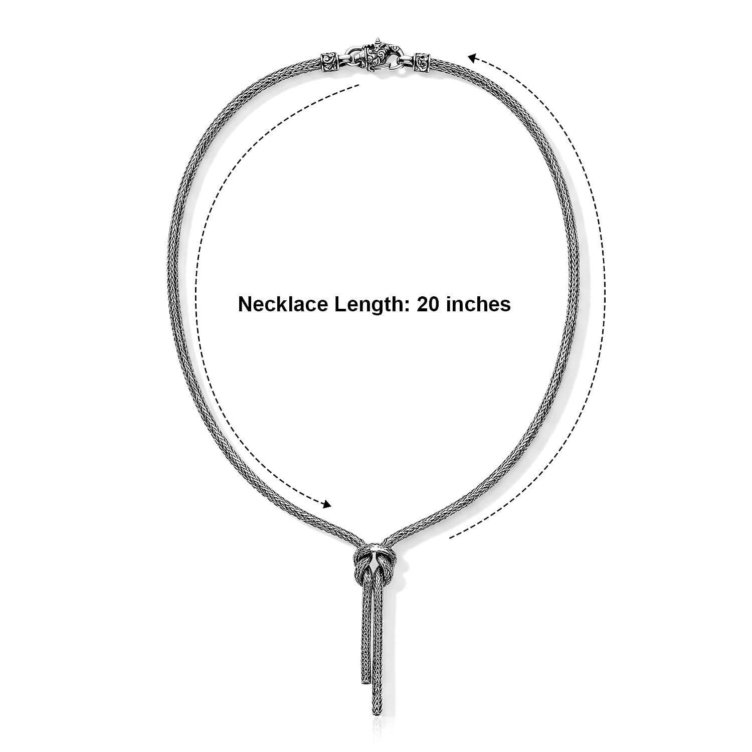 D'Joy Bali Legacy Tulang Naga Chain Knot Necklace in Sterling Silver (20 Inches) 15.40 Grams