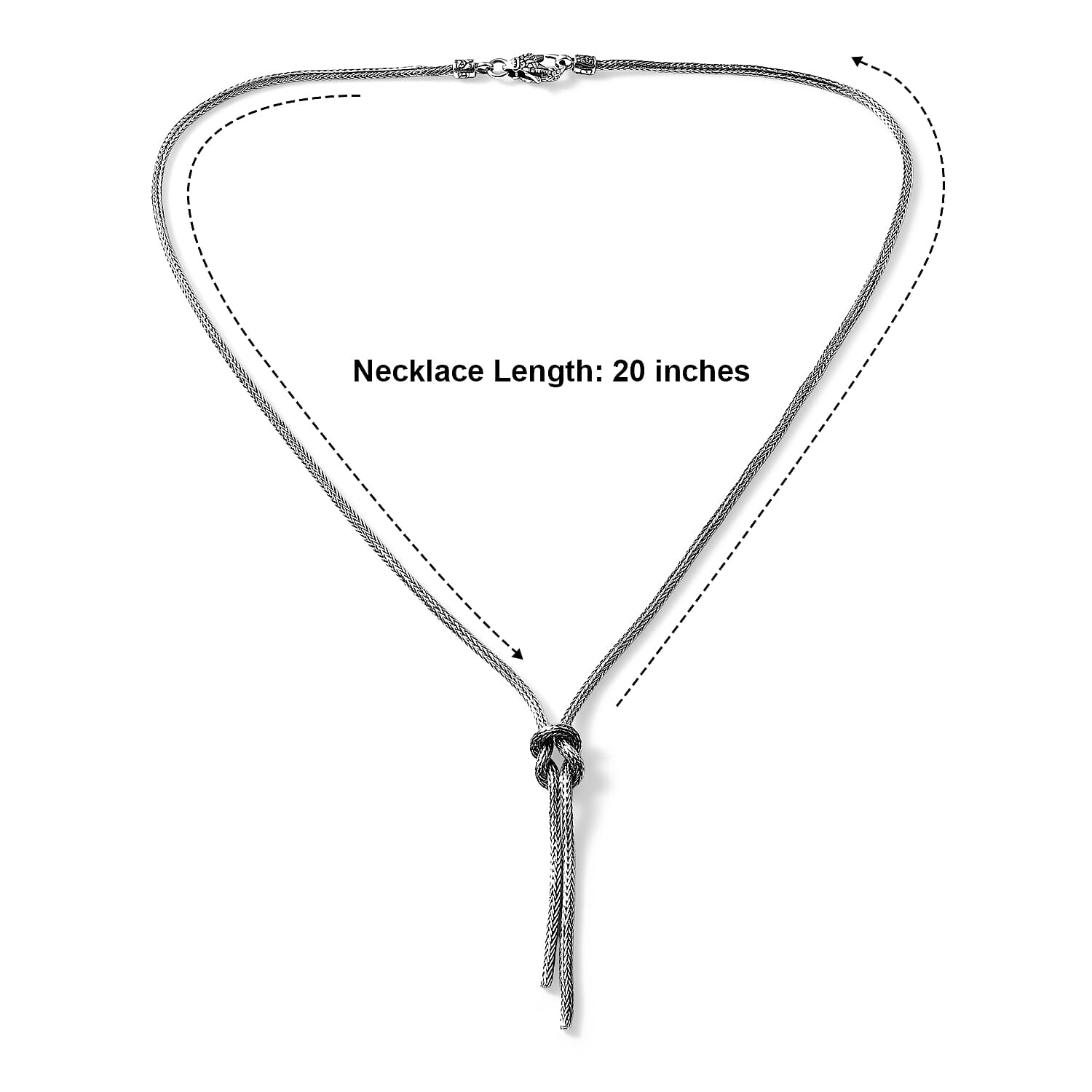 D'Joy Bali Legacy Tulang Naga Chain Knot Necklace in Sterling Silver (20 Inches) 15.40 Grams