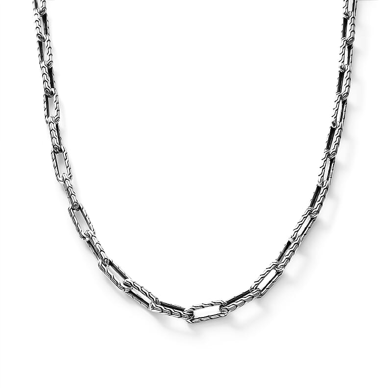 D'Joy Bali Legacy Paperclip with Tulang Naga Chain Necklace in Sterling Silver (20 Inches) 37 Grams