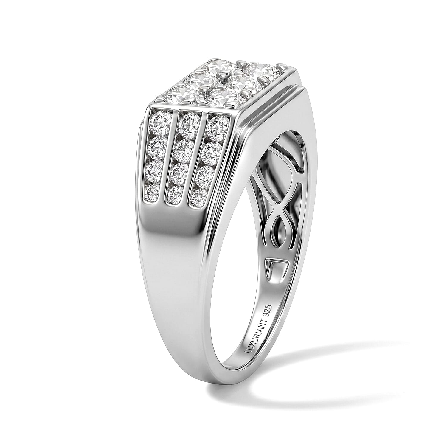 Luxuriant Lab Grown Diamond G-H SI 2.00 ctw Men's Ring in Rhodium Over Sterling Silver (Size 10.0)