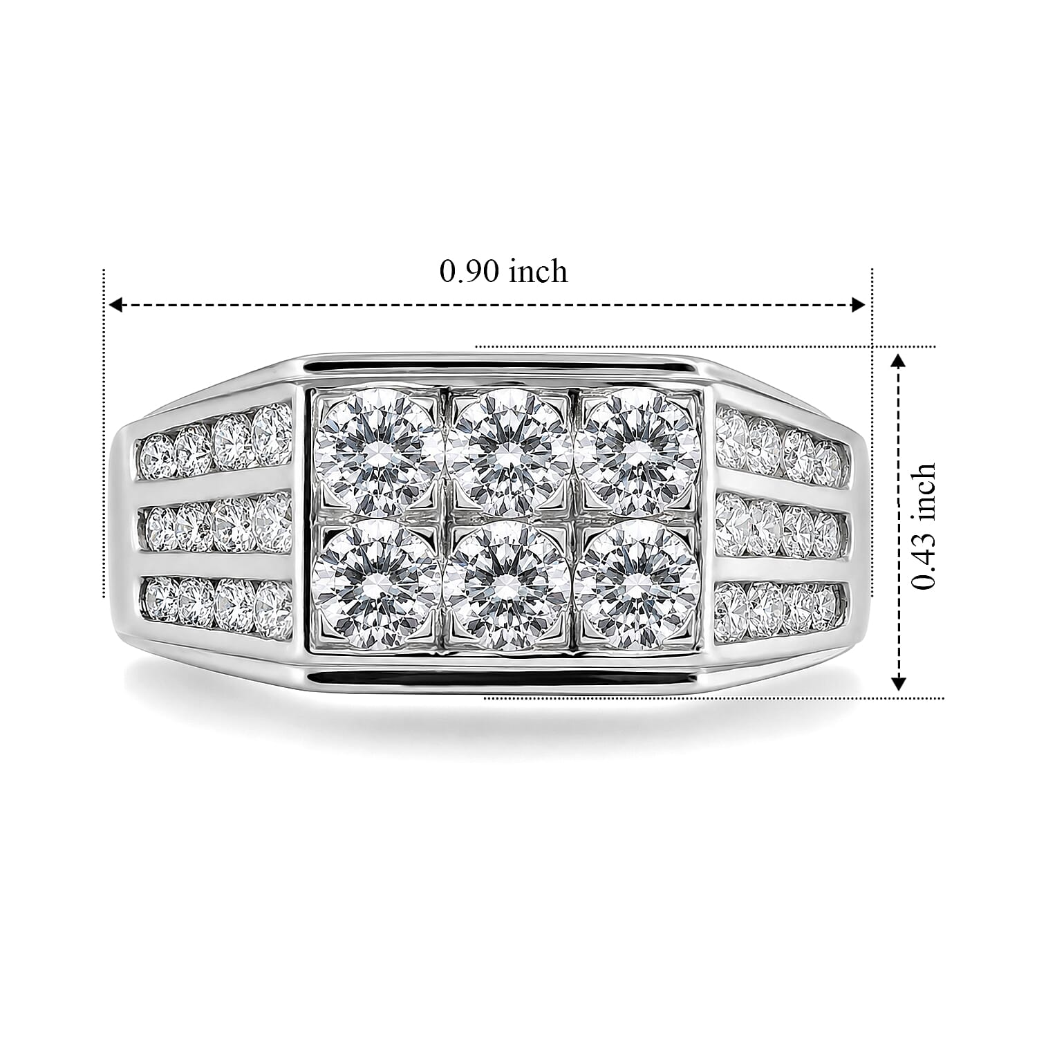 Luxuriant Lab Grown Diamond G-H SI 2.00 ctw Men's Ring in Rhodium Over Sterling Silver (Size 10.0)