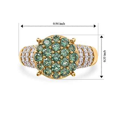 D'Joy Premium Natural Green Apatite and Moissanite 1.60 ctw Green Foliage Ring in 18K Vermeil Yellow Gold Over Sterling Silver (Size 6.0)