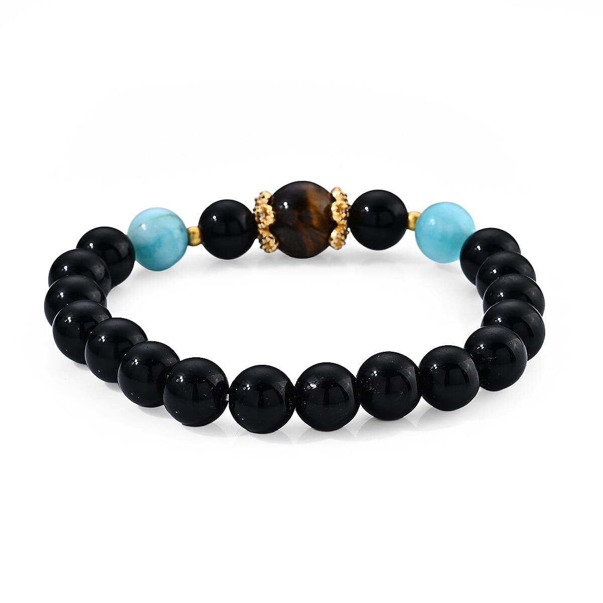 Tigers Eye and Multi Gemstone 75.00 ctw Bracelet in Goldtone (6.00-6.50In)