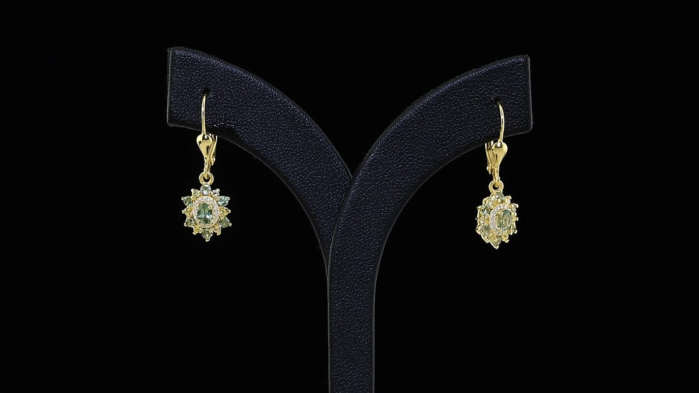 D''Joy Premium Tanzanian Natural Green Apatite, Multi Gemstone Earrings in 18K Vermeil YG Over Sterling Silver 1.25 ctw