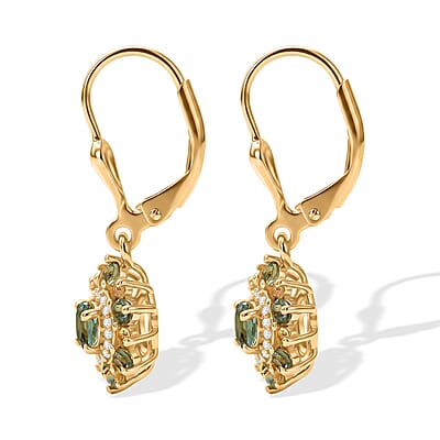 D'Joy Premium Natural Green Apatite and Multi Gemstone 1.25 ctw Earrings in 18K Vermeil Yellow Gold Over Sterling Silver
