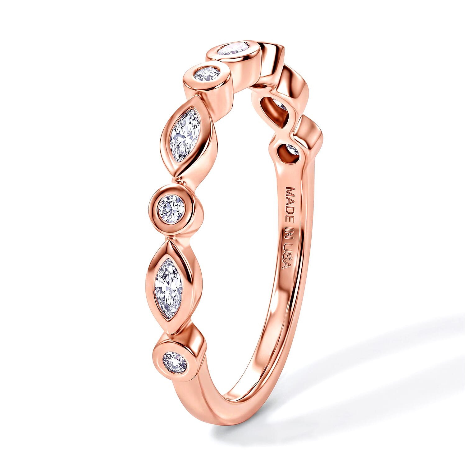 Luxuriant Lab Grown Diamond G-H SI 0.35 ctw Band Ring in 18K Vermeil Rose Gold Over Sterling Silver (Size 5.0)