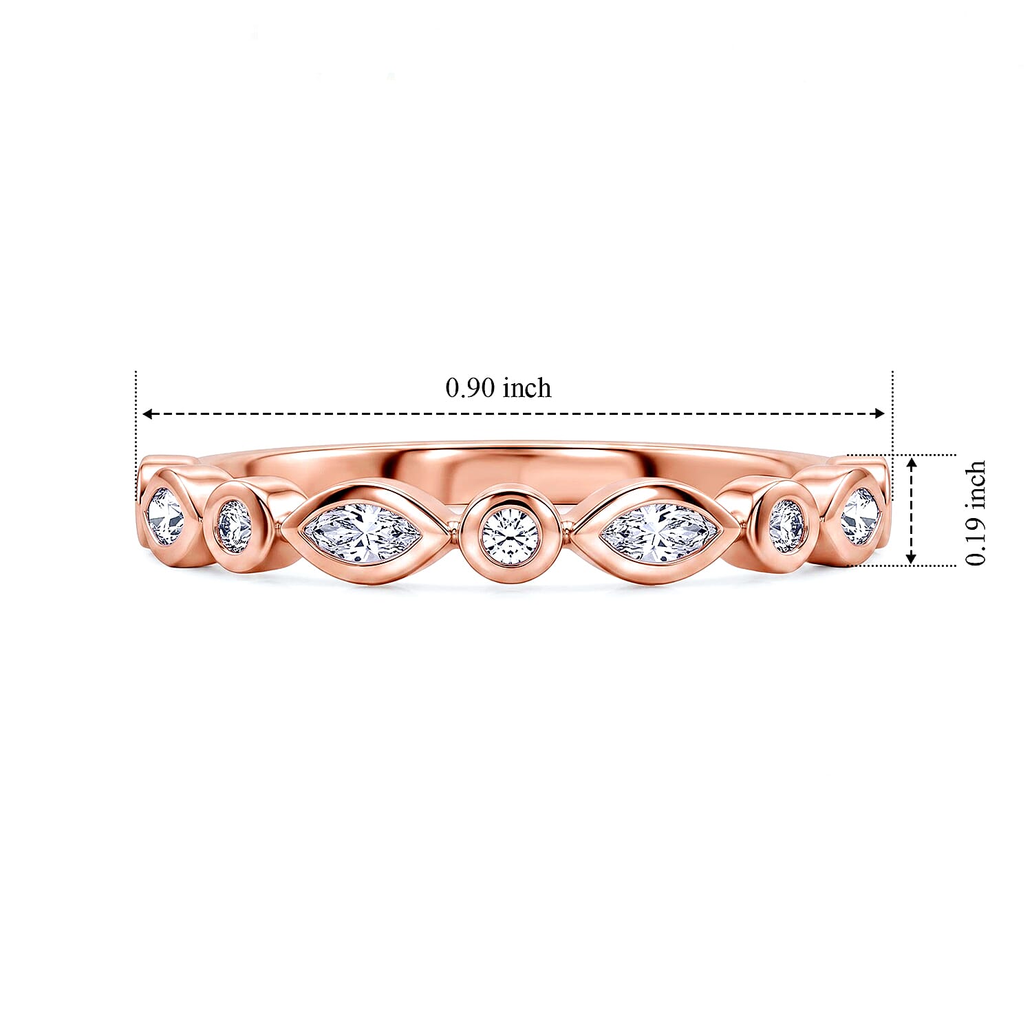 Luxuriant Lab Grown Diamond G-H SI 0.35 ctw Band Ring in 18K Vermeil Rose Gold Over Sterling Silver (Size 5.0)