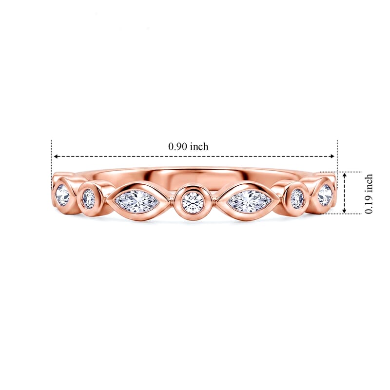 Luxuriant Lab Grown Diamond G-H SI 0.35 ctw Band Ring in 18K Vermeil Rose Gold Over Sterling Silver (Size 5.0)
