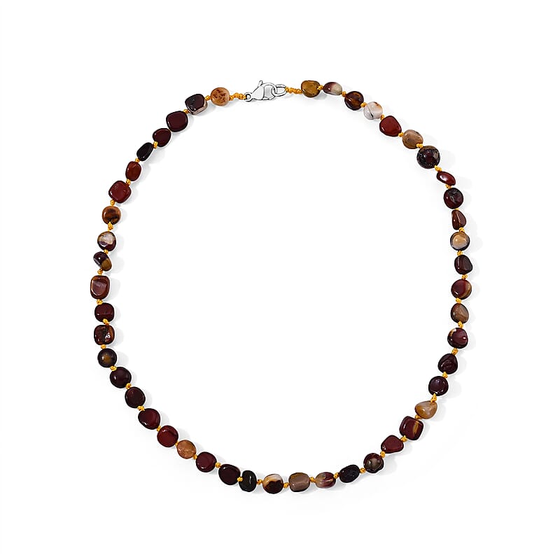 Mookite 150.00 ctw Beaded Cord Necklace in Stainless Steel 20 Inches