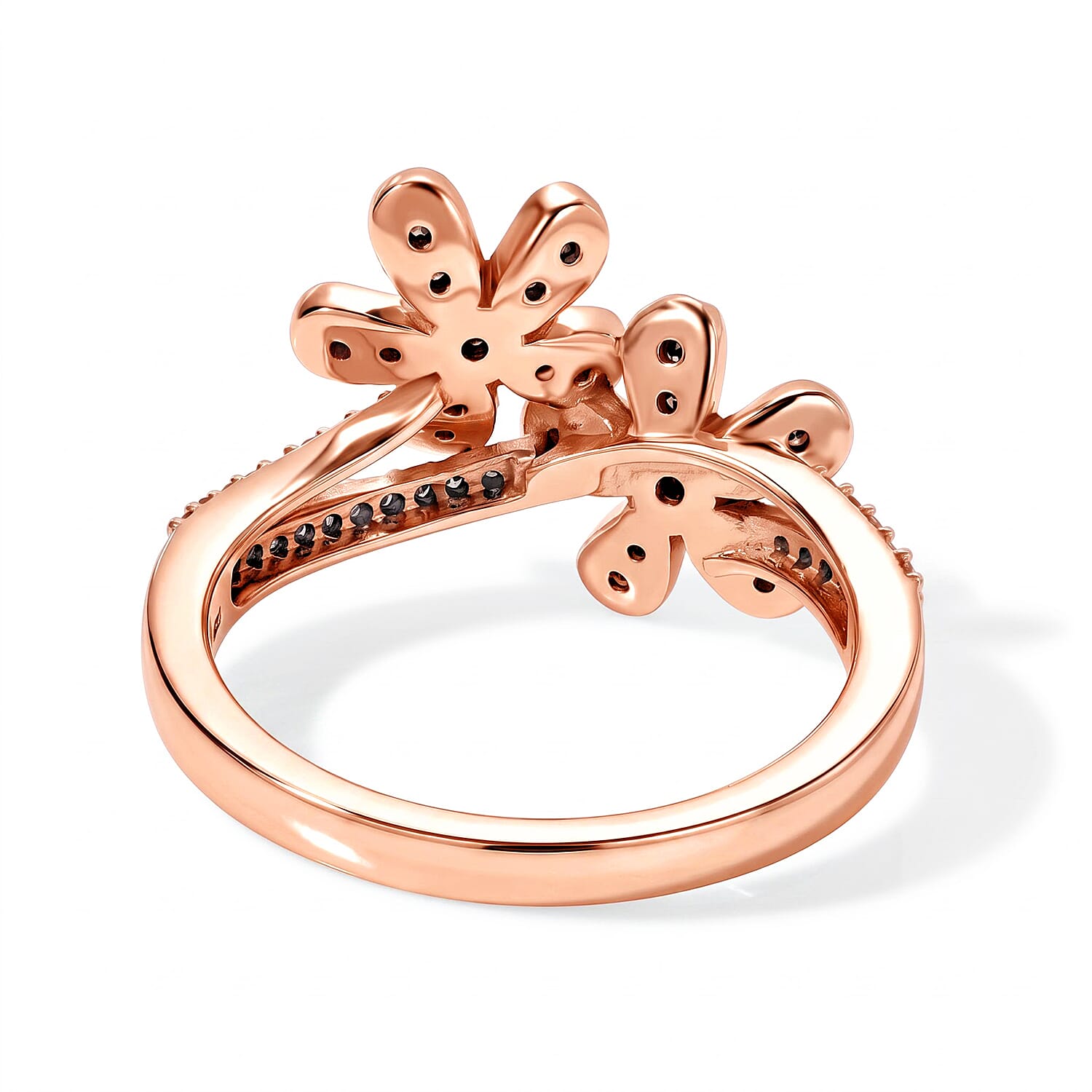 Luxuriant Lab Grown Diamond G-H SI 0.35 ctw Floral Ring in 18K Vermeil Rose Gold Over Sterling Silver (Size 5.0)