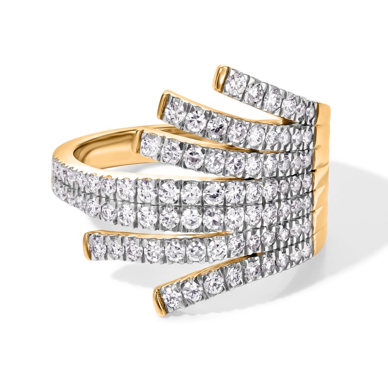 Luxuriant Lab Grown Diamond G-H SI 1.00 ctw Ring in 18K Vermeil YG and Rhodium Over Sterling Silver (Size 5.0)