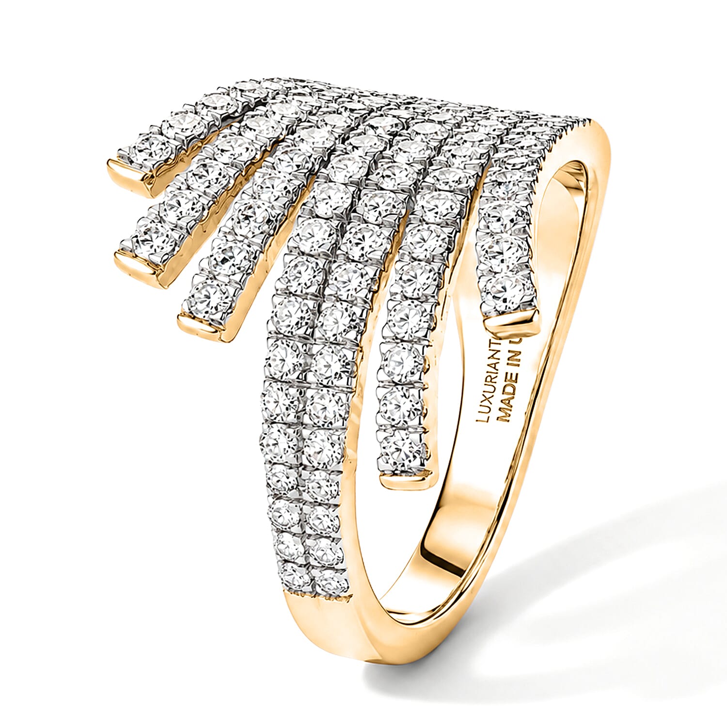 Luxuriant Lab Grown Diamond G-H SI 1.00 ctw Ring in 18K Vermeil YG and Rhodium Over Sterling Silver (Size 5.0)