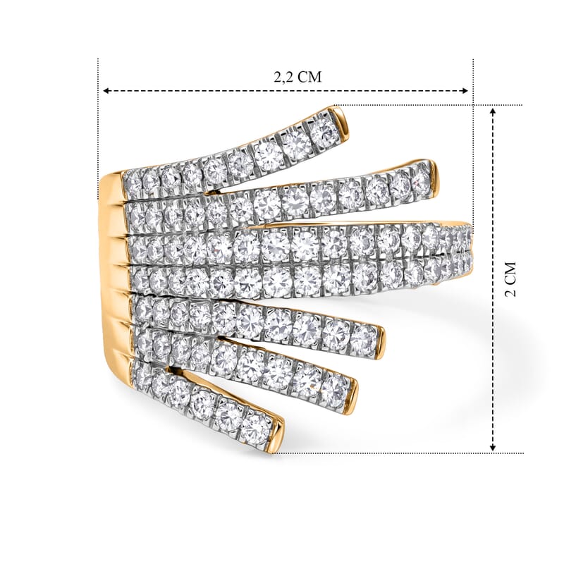 Luxuriant Lab Grown Diamond G-H SI 1.00 ctw Ring in 18K Vermeil YG and Rhodium Over Sterling Silver (Size 5.0)