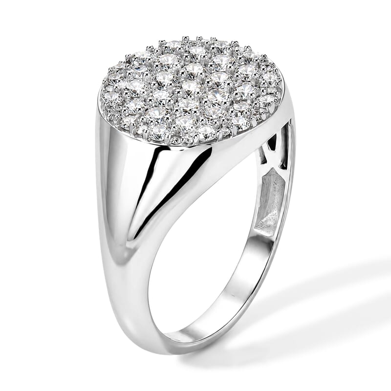 Luxuriant Lab Grown Diamond G-H SI 1.50 ctw Men's Ring in Rhodium Over Sterling Silver (Size 10.0)