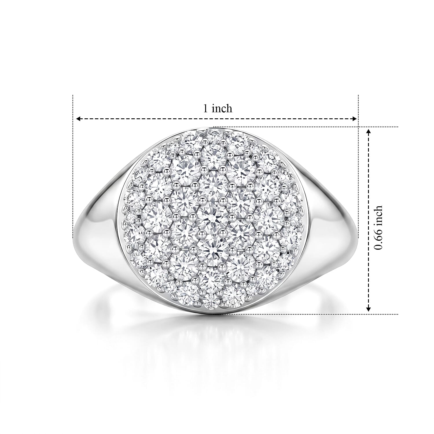 Luxuriant Lab Grown Diamond G-H SI 1.50 ctw Men's Ring in Rhodium Over Sterling Silver (Size 10.0)
