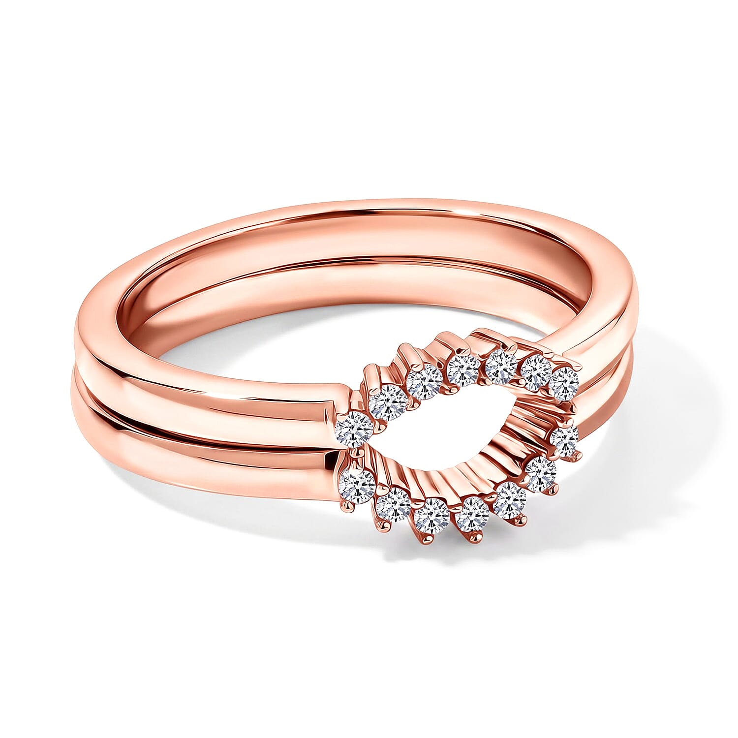 Luxuriant Lab Grown Diamond G-H SI 0.15 ctw Stackable Ring in 18K Vermeil Rose Gold Over Sterling Silver (Size 5.0)