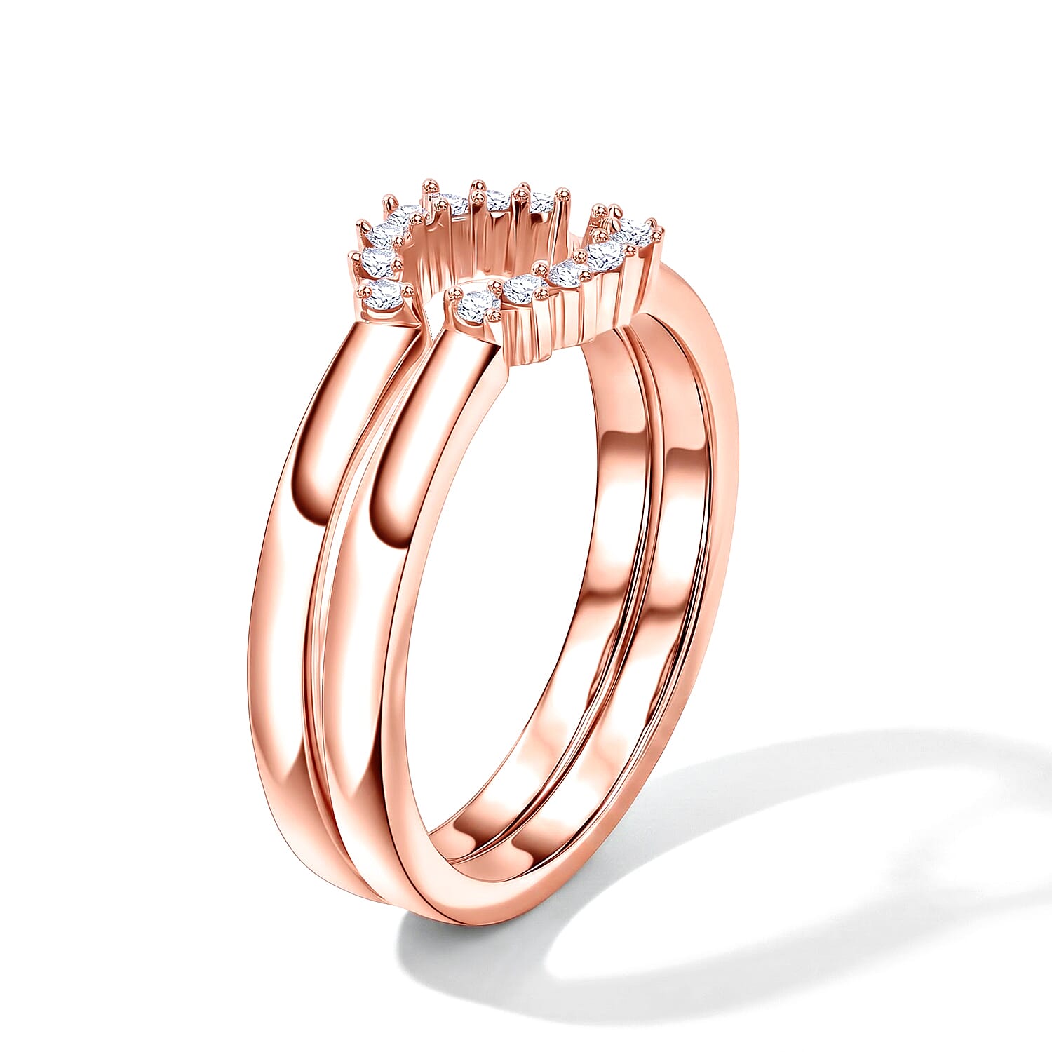 Luxuriant Lab Grown Diamond G-H SI 0.15 ctw Stackable Ring in 18K Vermeil Rose Gold Over Sterling Silver (Size 5.0)