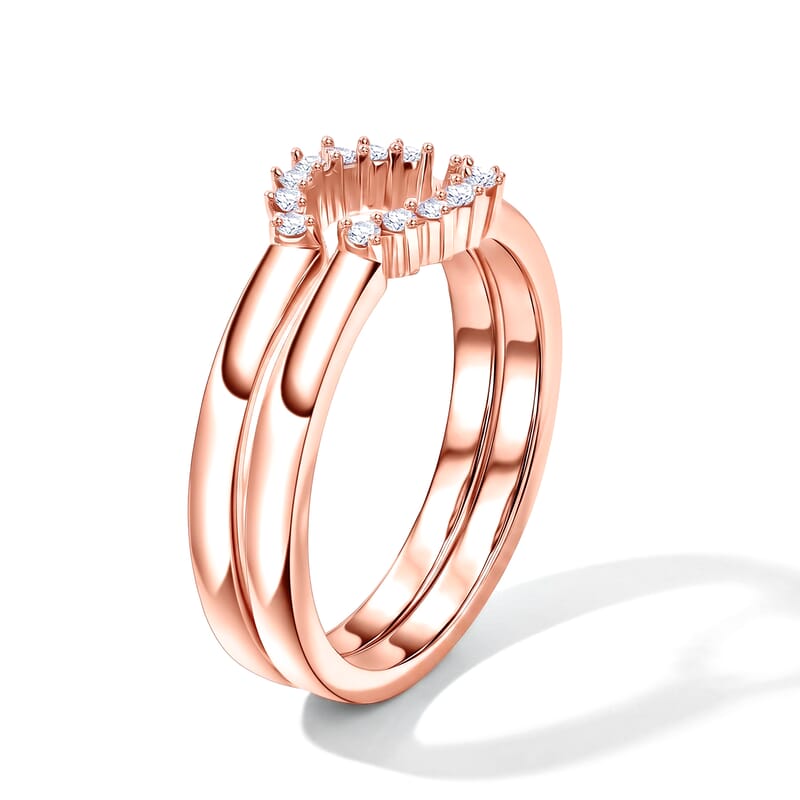 Luxuriant Lab Grown Diamond G-H SI 0.15 ctw Stackable Ring in 18K Vermeil Rose Gold Over Sterling Silver (Size 5.0)