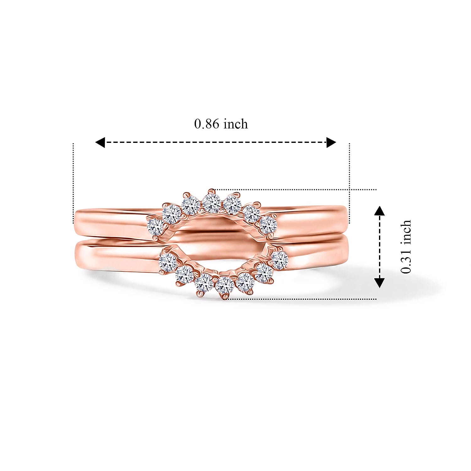 Luxuriant Lab Grown Diamond G-H SI 0.15 ctw Stackable Ring in 18K Vermeil Rose Gold Over Sterling Silver (Size 5.0)