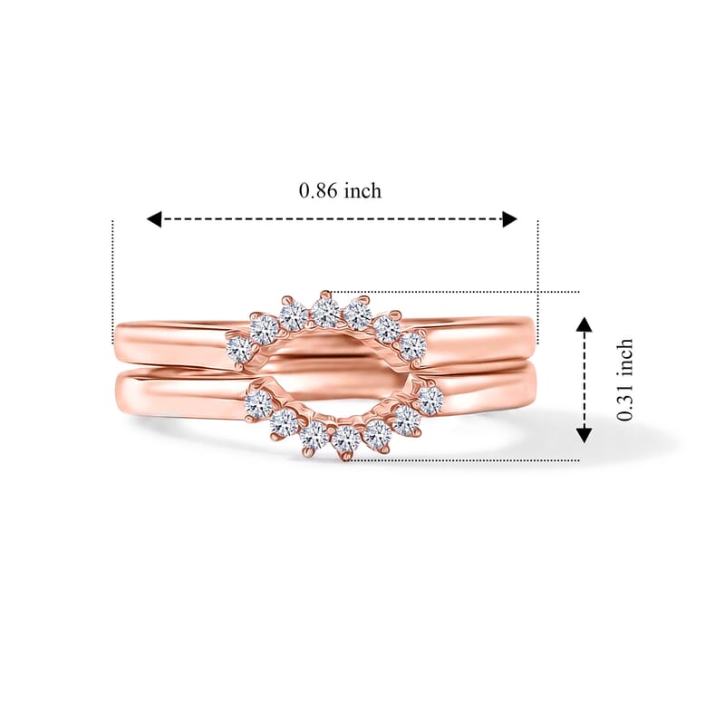 Luxuriant Lab Grown Diamond G-H SI 0.15 ctw Stackable Ring in 18K Vermeil Rose Gold Over Sterling Silver (Size 5.0)
