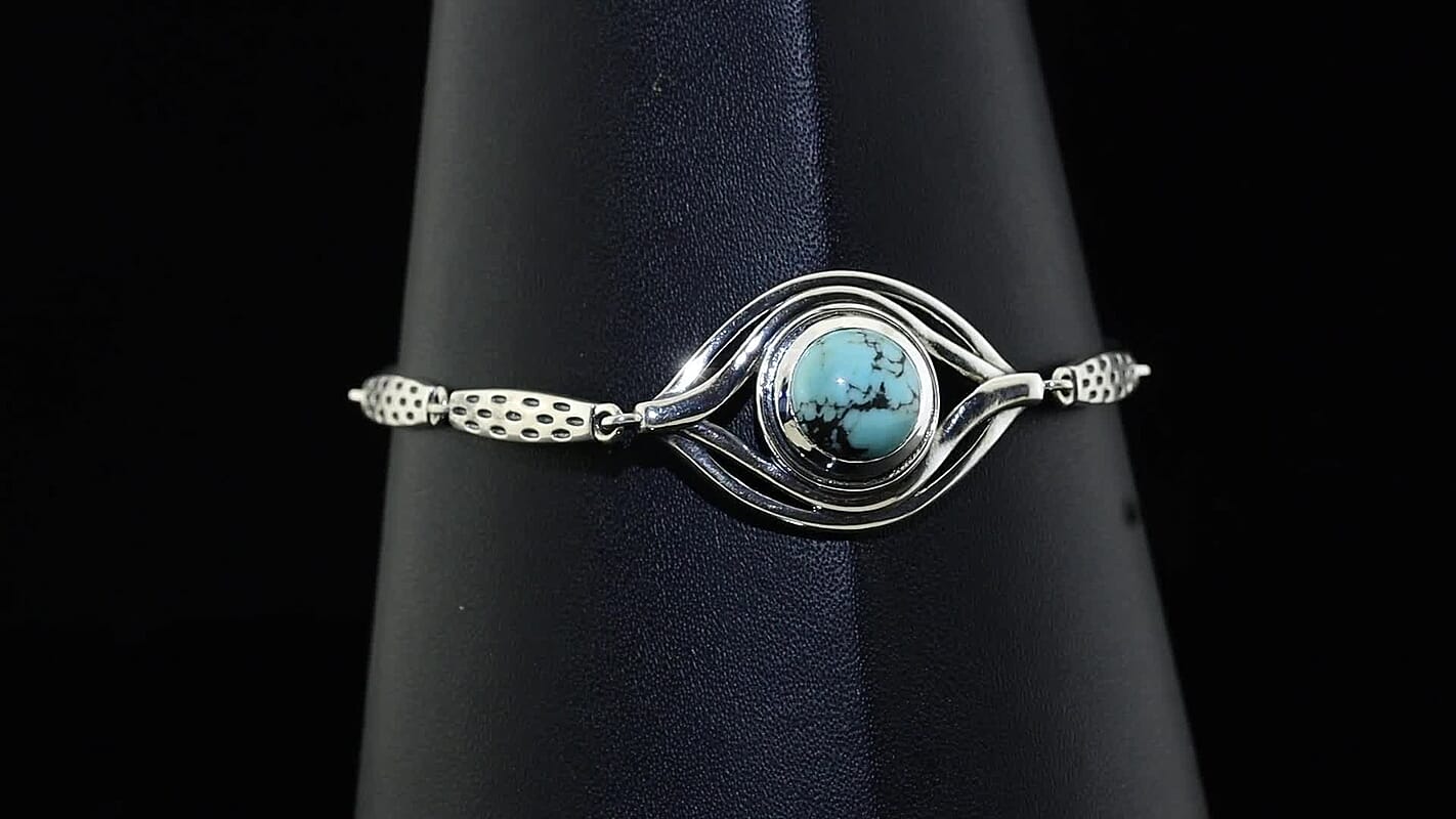 D''Joy Passport to Israel Blue Moon Turquoise Bracelet in Sterling Silver (6.50-8.0In) 4.00 ctw