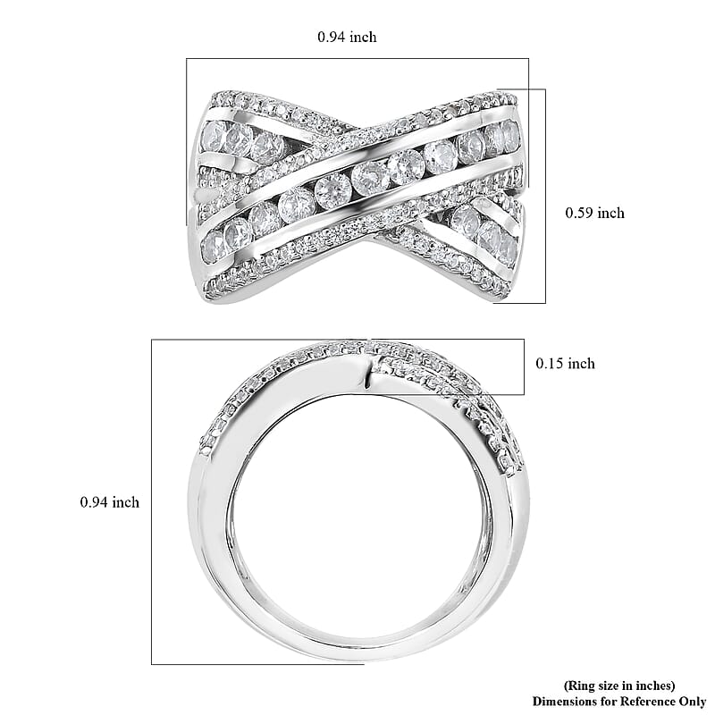 Premium White Zircon 2.20 ctw Ring in Rhodium Over Sterling Silver (Size 7.0)