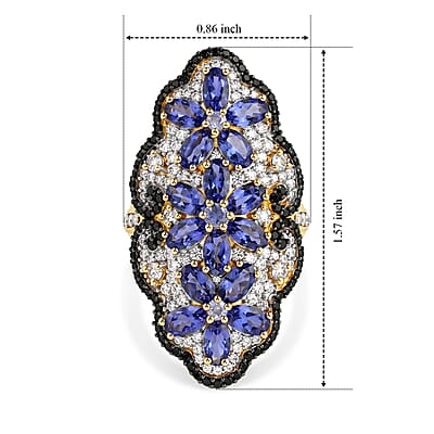 Tanzanite and Multi Gemstone 5.80 ctw Ring in 18K Vermeil Yellow Gold Over Sterling Silver (Size 8.0)