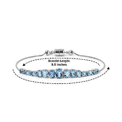 Premium Sky Blue Topaz 7.50 ctw Bracelet in Rhodium Over Sterling Silver (9.50 In)