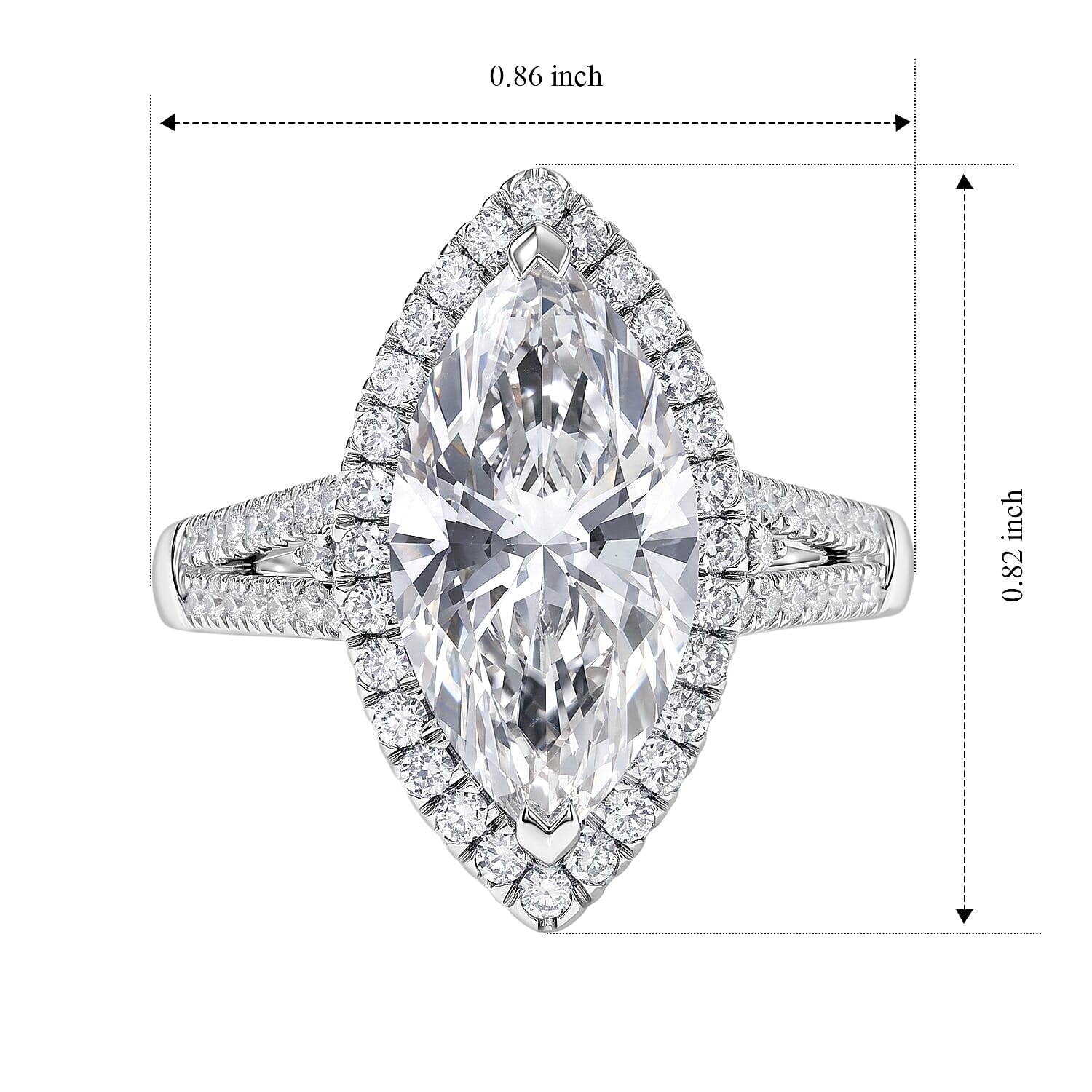Doorbuster IGI Certified 950 Platinum Luxuriant Lab Grown Diamond (G, VS) Marquise Crown Ring (Size 7.0) (7.15 g) 3.50 ctw