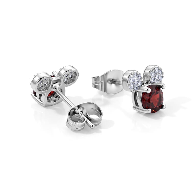 Orissa Rhodolite Garnet and Simulated Diamond 6.00 ctw Earrings in Silvertone