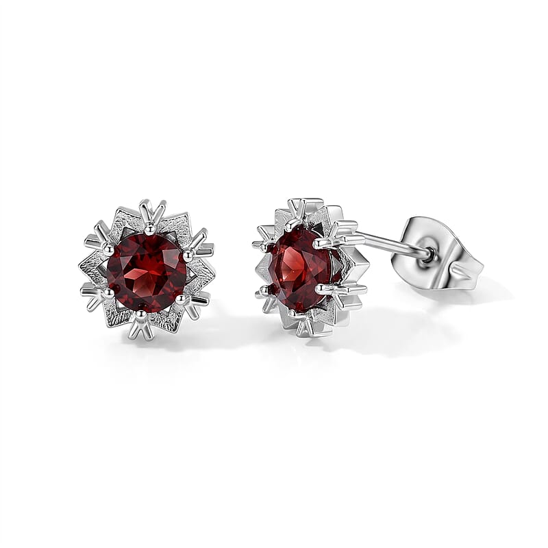 Mozambique Garnet 8.00 ctw Beaded Earrings in Silvertone