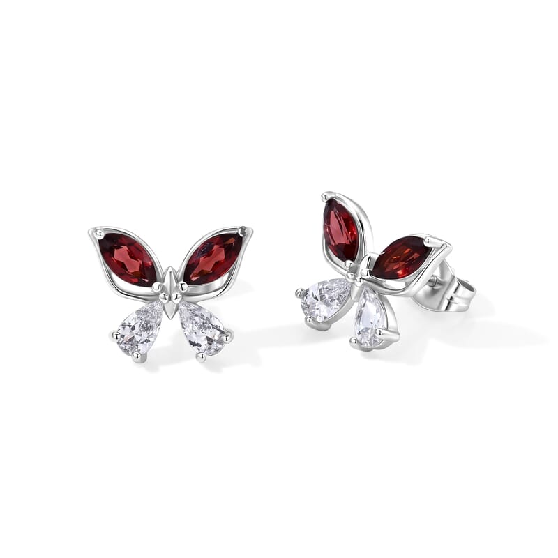Mozambique Garnet and Simulated Diamond 12.00 ctw Earrings in Silvertone