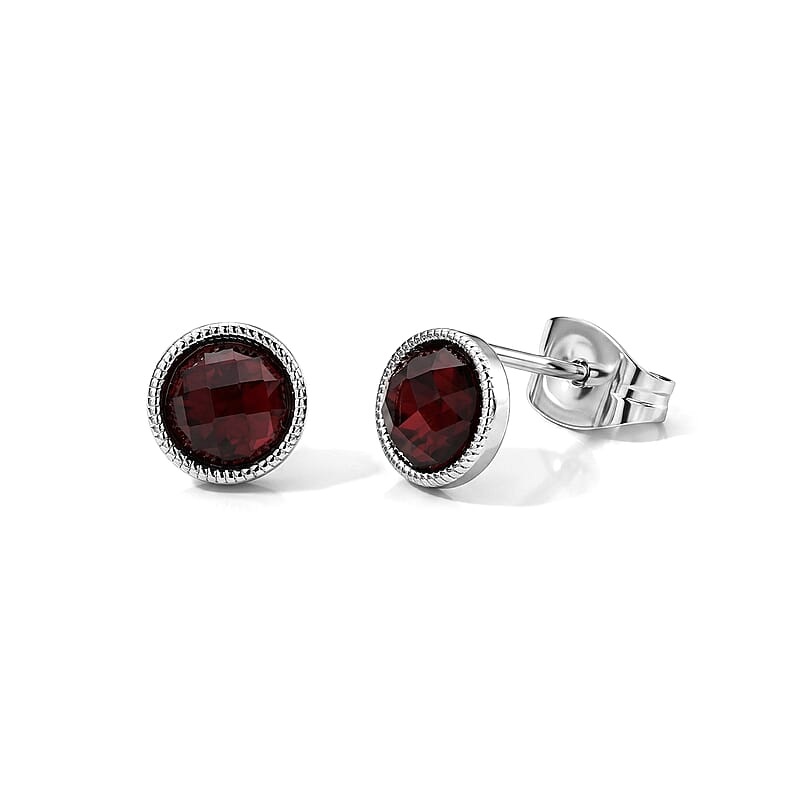 Mozambique Garnet 8.00 ctw Beaded Earrings in Silvertone