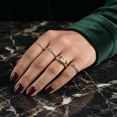 D'Joy Asscher Cut White Topaz 1.35 ctw Ring in 14K Yellow Gold Over Sterling Silver (Size 4.0)