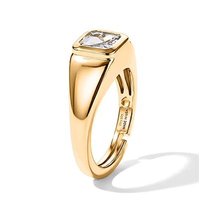D'Joy Asscher Cut White Topaz 1.35 ctw Ring in 14K Yellow Gold Over Sterling Silver (Size 4.0)
