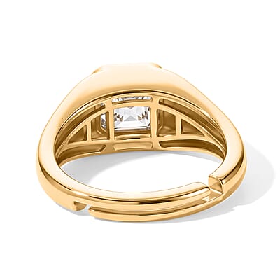 D'Joy Asscher Cut White Topaz 1.35 ctw Ring in 14K Yellow Gold Over Sterling Silver (Size 4.0)