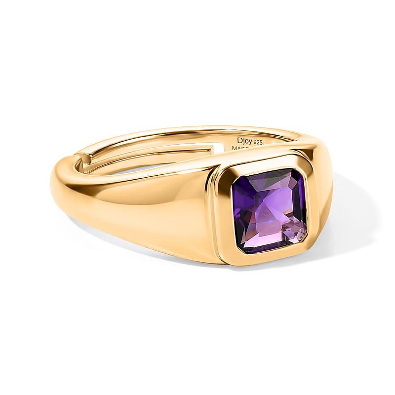 D'Joy African Amethyst 1.00 ctw Ring in 18K YG Over Sterling Silver (Size 4.0)