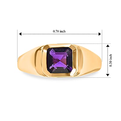 D'Joy African Amethyst 1.00 ctw Ring in 18K YG Over Sterling Silver (Size 4.0)