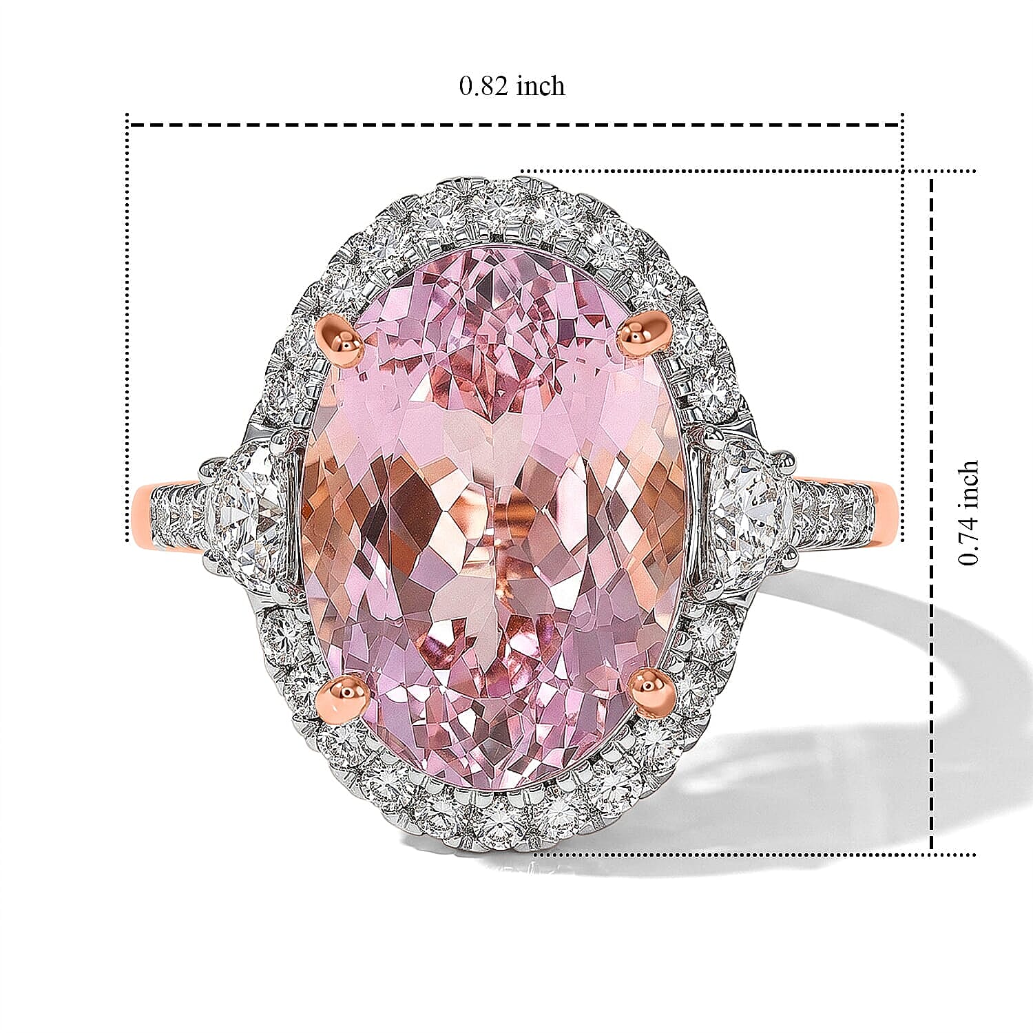 AAA Martha Rocha Kunzite and Luxuriant Lab Grown Diamond G-H SI 8.10 ctw Ring in 10K Rose Gold (Size 6.0)