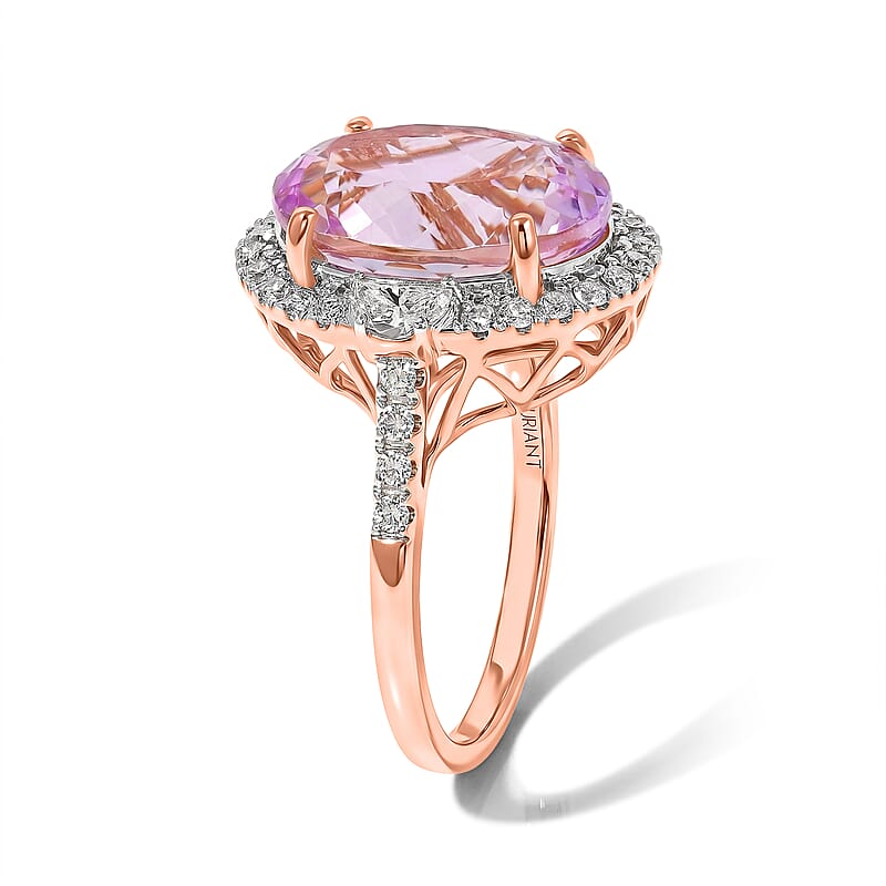 AAA Martha Rocha Kunzite and Luxuriant Lab Grown Diamond G-H SI 8.10 ctw Ring in 10K Rose Gold (Size 7.0)