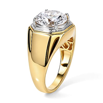 D'Joy Moissanite 5.30 ctw Men's Ring in 18K Vermeil Yellow Gold Over Sterling Silver (Size 10.0)