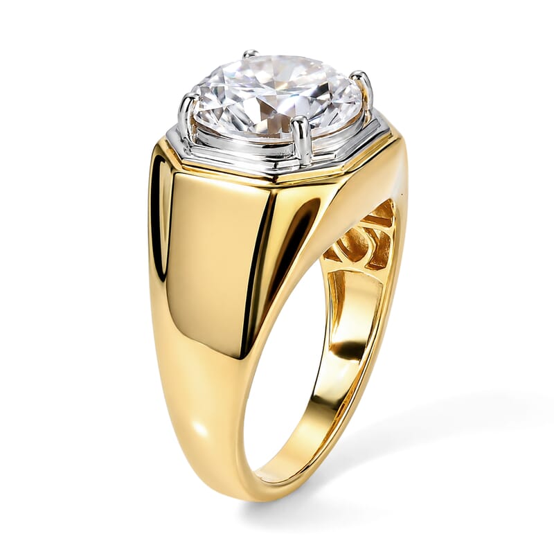 D'Joy Moissanite 5.30 ctw Men's Ring in 18K Vermeil Yellow Gold Over Sterling Silver (Size 10.0)