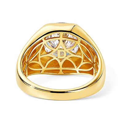 D'Joy Moissanite 5.30 ctw Men's Ring in 18K Vermeil Yellow Gold Over Sterling Silver (Size 10.0)